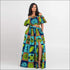 Print Off-the-Shoulder Crop Top And Side-slit Long Skirt