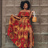 Print Off-the-Shoulder Crop Top And Side-slit Long Skirt