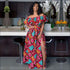 Print Off-the-Shoulder Crop Top And Side-slit Long Skirt