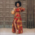 Print Off-the-Shoulder Crop Top And Side-slit Long Skirt