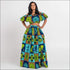 Print Off-the-Shoulder Crop Top And Side-slit Long Skirt