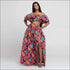 Print Off-the-Shoulder Crop Top And Side-slit Long Skirt