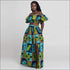 Print Off-the-Shoulder Crop Top And Side-slit Long Skirt