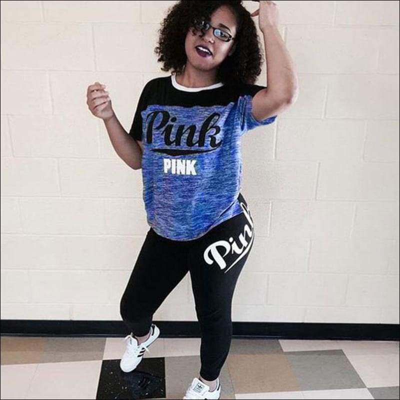 Print Short-sleeve T-Shirts And Skinny Pants Sports 