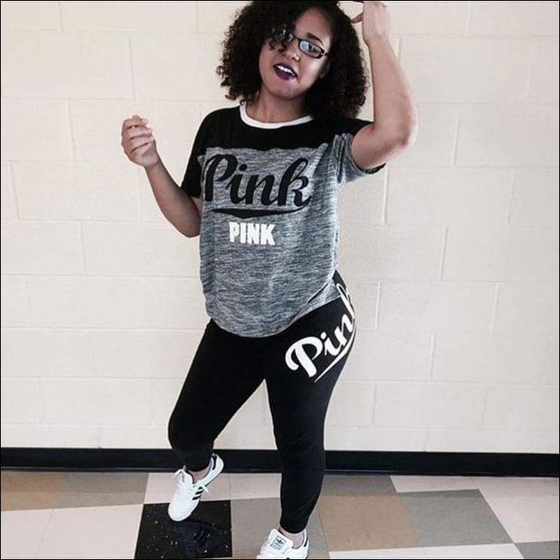 Print Short-sleeve T-Shirts And Skinny Pants Sports 
