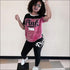 Print Short-sleeve T-Shirts And Skinny Pants Sports Two-piece Set