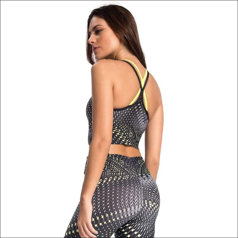 Printed Contrast Sports Bra - L / Black - Activewear