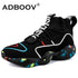 'ADBOOV'  High Top Sneakers/Women Knit Upper Breathable Sock Shoes Woman Thick Sole 5 CM Fashion sapato feminino Black / White