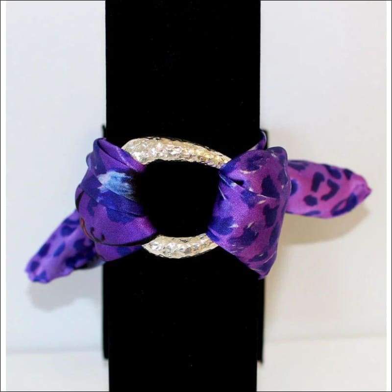 Purple Animal Print silk bracelet - Gold - Bracelets