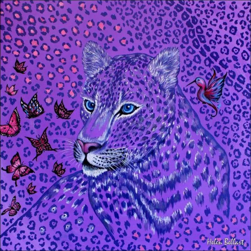 Purple Animal Print silk scarf 45x45 cm - Silk Scarves