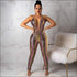 Rainbow Color Stripes Deep V Neck Jumpsuits