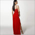 Red Color Mesh Patchwork Cropped Elegant Camis Side-slit Pants Set