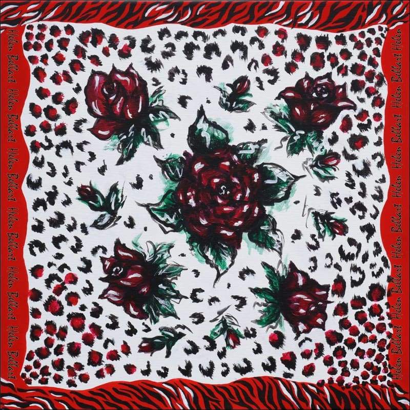 Red rose silk scarf 110x110 cm - Silk Scarves