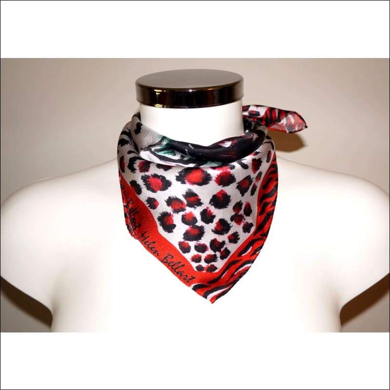 Red rose silk scarf 45x45 cm - Silk Scarves