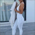 Rib-knit Pattern Cut Out Sleeveless Jumpsuits