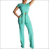 Round Collar Lace-up Top And Straight Pants Two Pieces Sets