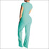 Round Collar Lace-up Top And Straight Pants Two Pieces Sets