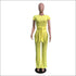 Round Collar Lace-up Top And Straight Pants Two Pieces Sets