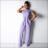 Round Collar Lace-up Top And Straight Pants Two Pieces Sets