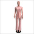 Round Collar Lace-up Top And Straight Pants Two Pieces Sets