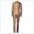 Round Collar Long Sleeve Print Tight Jumpsuits