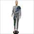 Round Collar Long-sleeve Sequins Peacock Pattern And Pants Fashion Two Pieces Sets