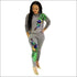 Round Collar Long-sleeve Sequins Peacock Pattern And Pants Fashion Two Pieces Sets