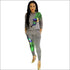 Round Collar Long-sleeve Sequins Peacock Pattern And Pants Fashion Two Pieces Sets