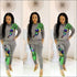 Round Collar Long-sleeve Sequins Peacock Pattern And Pants Fashion Two Pieces Sets