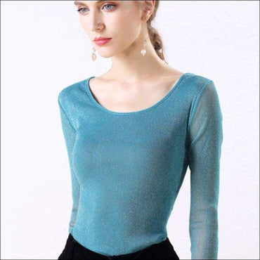 Round Collar Long-sleeve Solid Color Basic Top
