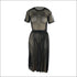 Round Collar Mesh Tee And Pleated Skirt