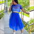 Round Collar Mesh Tee And Pleated Skirt