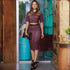 Round Collar Printed Crop Top And Bodycon Skirt Fashion Two Pieces Sets
