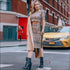 Round Collar Printed Crop Top And Bodycon Skirt Fashion Two Pieces Sets