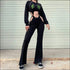 Round Neckline Dragon Print Long Sleeve Hollow Jumpsuits