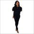 Round Neckline Lace Patchwork Top And Tight Pants