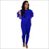 Round Neckline Lace Patchwork Top And Tight Pants
