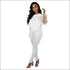 Round Neckline Lace Patchwork Top And Tight Pants