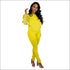 Round Neckline Lace Patchwork Top And Tight Pants