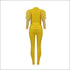 Round Neckline Lace Patchwork Top And Tight Pants