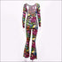 Round Neckline Long-sleeve Print Slim Jumpsuits