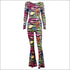 Round Neckline Long-sleeve Print Slim Jumpsuits