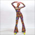 Round Neckline Long-sleeve Print Slim Jumpsuits