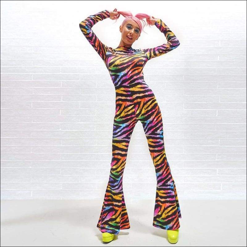 Round Neckline Long-sleeve Print Slim Jumpsuits - Jumpsuits