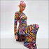 Round Neckline Long-sleeve Print Slim Jumpsuits