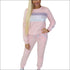 Round Neckline Patchwork Long-sleeve Top And Casual Pants