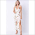 Ruffle Detail Side Slit Maxi Dress
