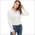 Ruffle Neck Smock Waist Long Sleeve Blouse