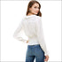 Ruffle Neck Smock Waist Long Sleeve Blouse