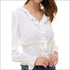 Ruffle Neck Smock Waist Long Sleeve Blouse